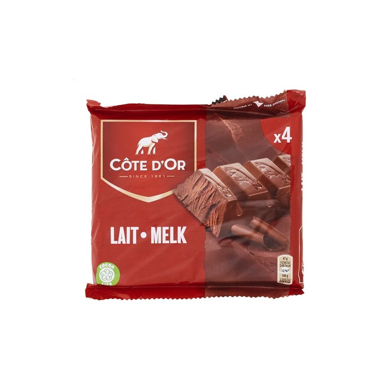 Tablette de chocolat au lait en barres