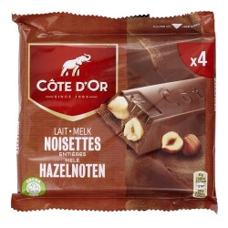 Chocolat belge Côte d'or - Barres Côte d'Or noisettes entières 6 x