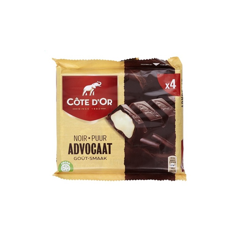 Pack of 6 x 47 gr bars of Côte d'or dark & advocaat