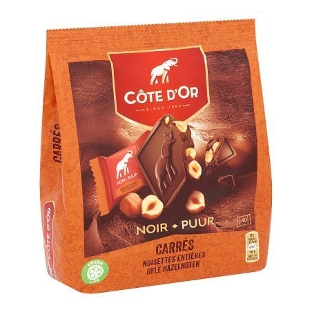 Côte d'Or carré noir et noisettes 200gr