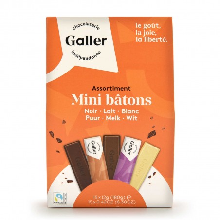 Galler Chocolat 15 Mini bâtons assortiment 180 gr