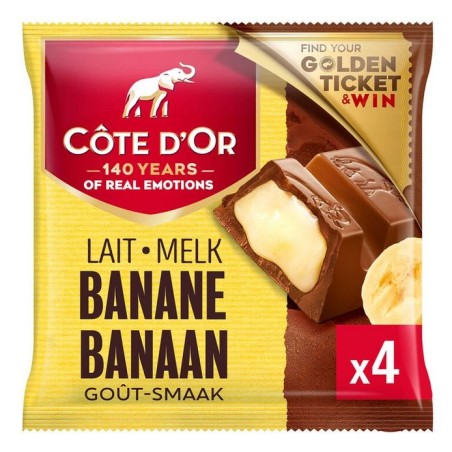 Pack of 4 x 47 gr bars of Côte d'Or milk & banana