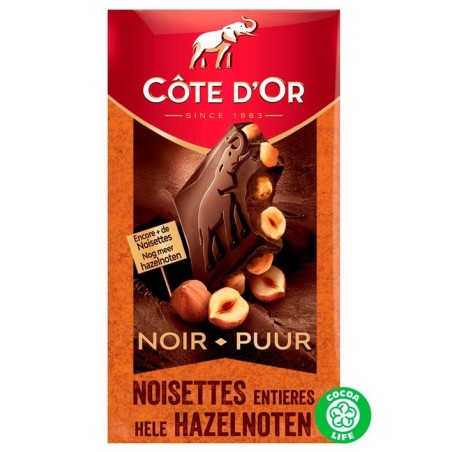 Tablette Côte d'Or noir et noisettes entières 180 gr