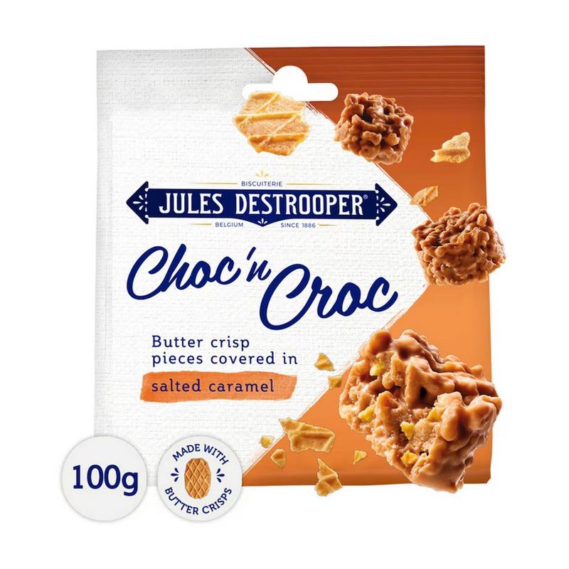 JULES DESTROOPER Choc 'n Croc Thin Patties with Salted Caramel Butter 100g