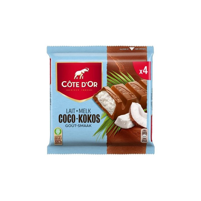 CÔTE D'OR Chocolat Lait Noix Coco 4x44g