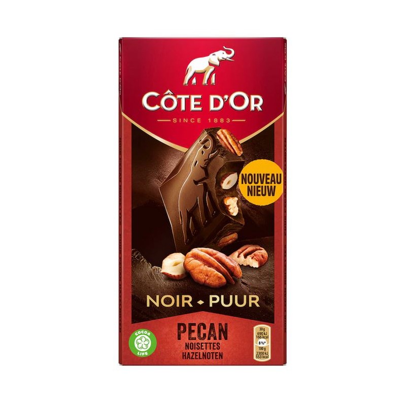 Côte d'Or Chocolat Noir Pécan et Noisettes 180 gr