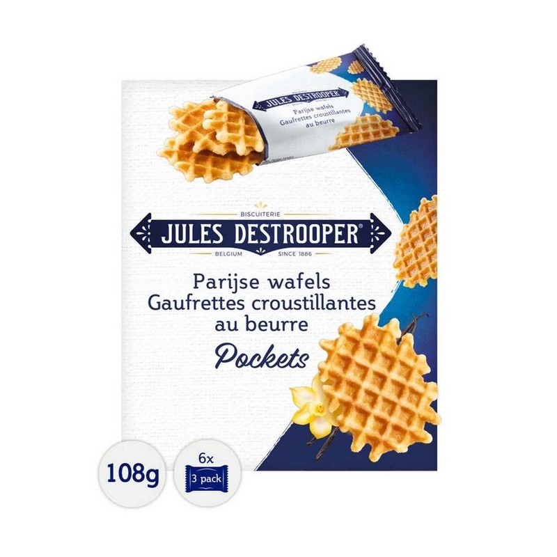 Jules Destrooper Gaufrettes de Paris au Beurre  Pocket 108 gr